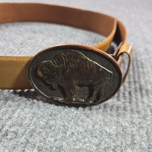 Vintage Adezy Denver Belt Mens 32 Brown Cowhide Western Buffalo Nickel 1976